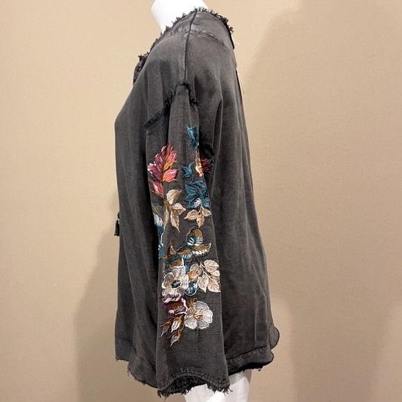 Free People Boho Embroidered Bell Sleeve Sweatshirt - Picture 4 of 10